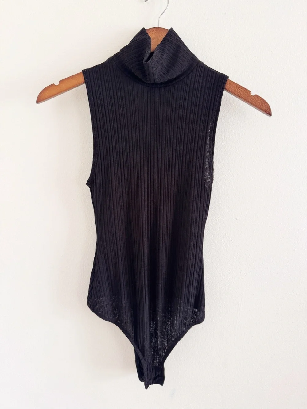 Intimately Free People Sleeveless Black Ribbed Mockneck Bodysuit XS